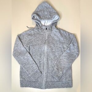 FIGS Sherpa Lined Zip Hoodie Jacket Heather Gray XS Cozy Fleece